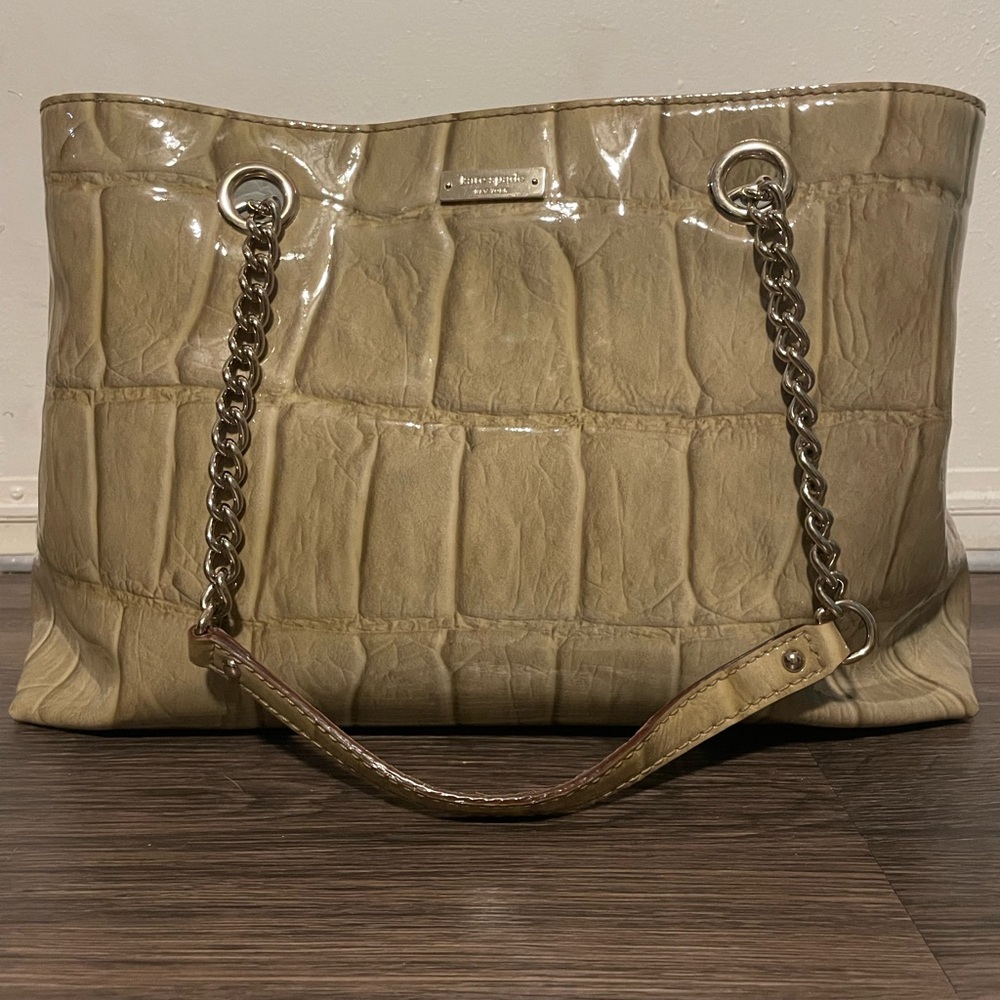 Kate Spade Knightsbridge Maryanne Crocodile Embossed Patent Leather Shopper Tote